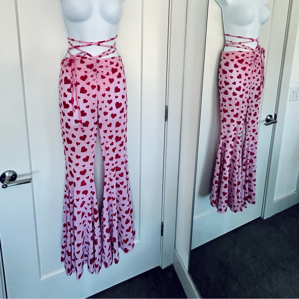 Dollskill / Sugarthrillz heart love surrounds mesh flare pants